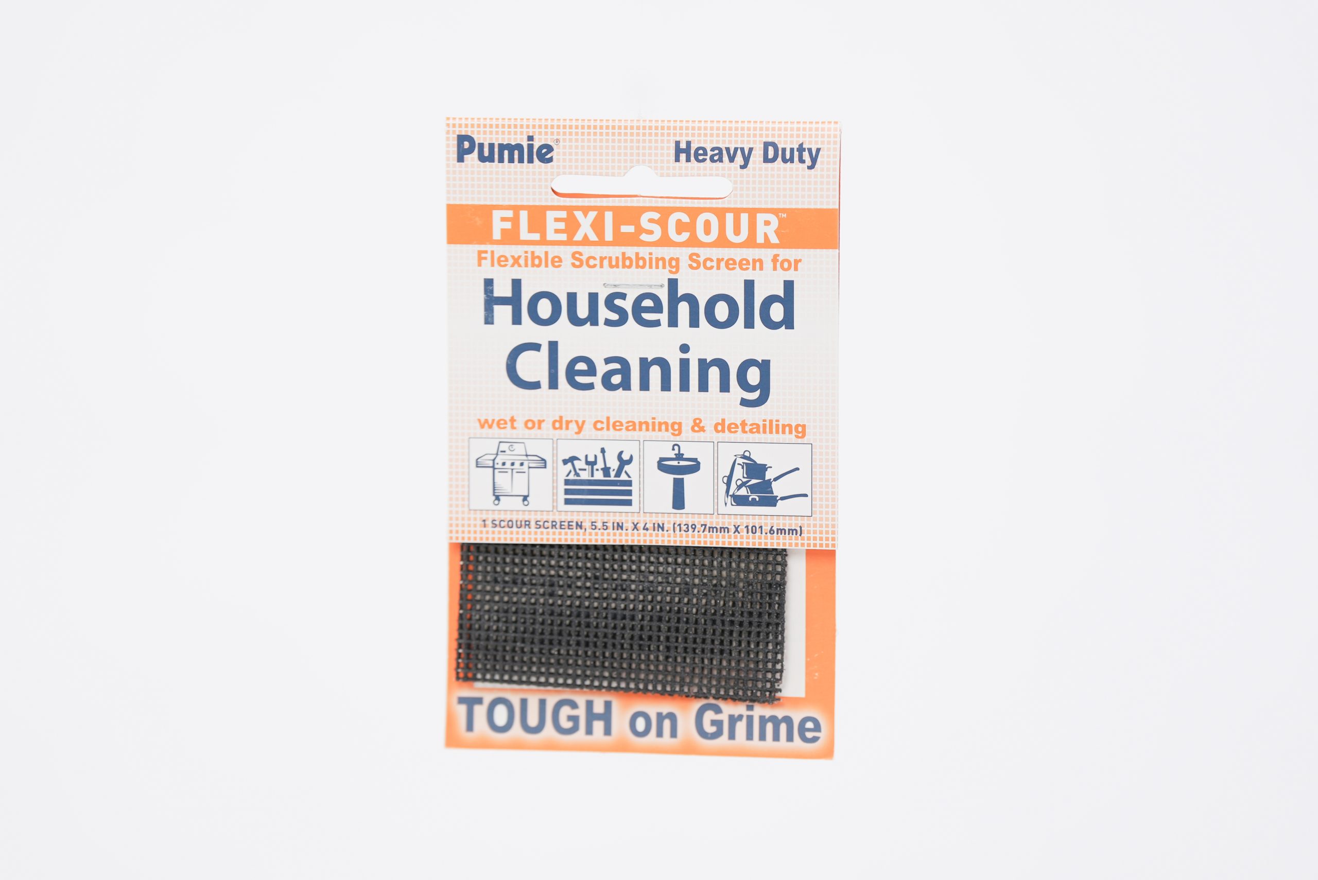 PUMIE Flexi-Scour Flexible Scrubbing Screen for Household Cleaning, 5.5" x 4", Abrasive Grit Cleaning Screen, Removes Carbon, Rust and Scale