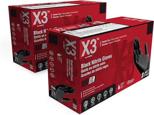 X3 Black Nitrile Disposable Industrial-Grade Gloves